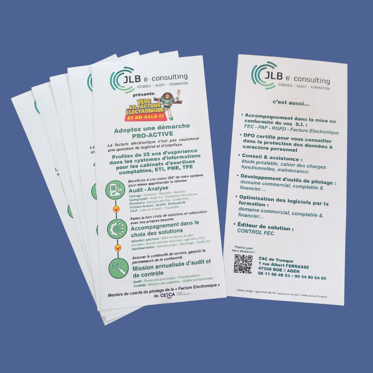 D2com1's tweet image. “ Vers la facture électronique et au-delà ! ” 🦸‍♂️

C’est ce que l’agence D2com a crée pour JLB e-consulting en l’accompagnant dans la création de leur roll up et de leur flyer spécial Buzz l’éclair ;
En voici un extrait juste ici 👇 :

#agence #flyer #rollup #creations