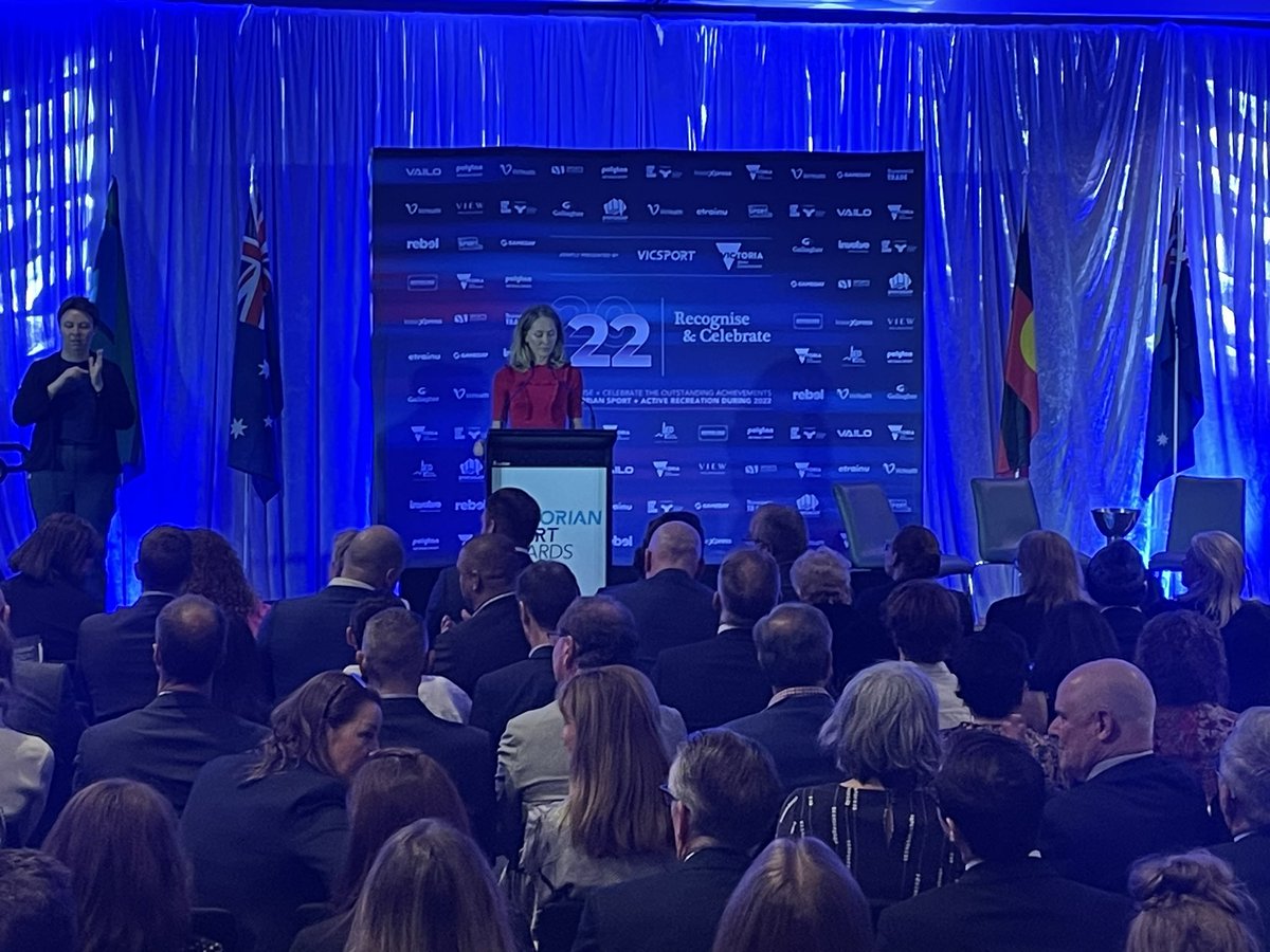 vicsportAU's tweet photo. The 2022 Victorian Sport Awards are underway with MC @TiffanyCherry1 beginning formalities! 

Remember to follow our social channels for updates throughout the night and catch the live-stream via our Facebook page or here: https://t.co/hO3t6tvRLZ https://t.co/6W1uJFmqSs