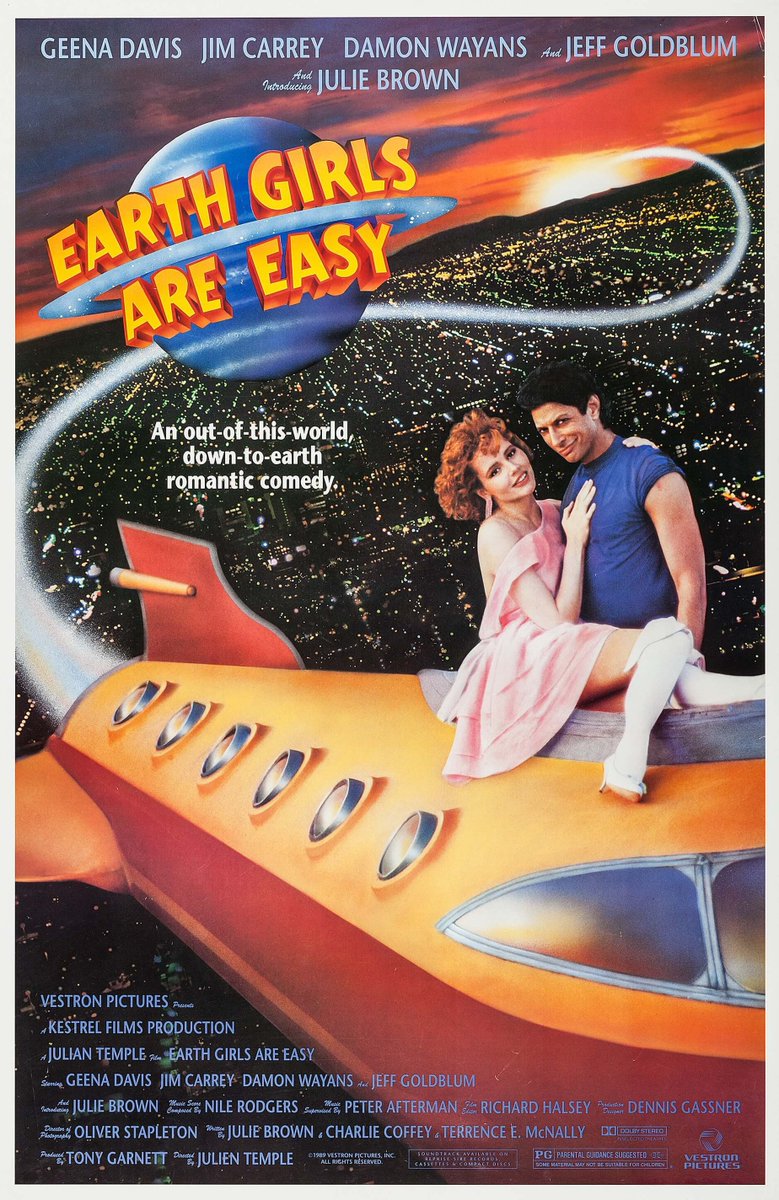 #ComingUpOnTCM

EARTH GIRLS ARE EASY (1988) @GeenaDavisOrg #JimCarrey #DamonWayans #JeffGoldblum #JulieBrown
Dir.: #JulienTemple 8:30 PM PT

Aliens meet Valley girls.

1h 40m | Comedy | TV-PG

#TCM #TCMParty