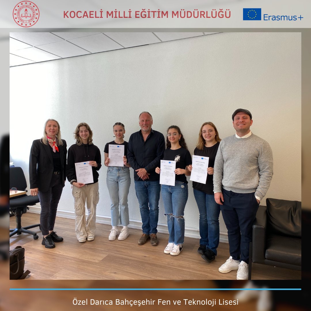 Kocaeli İl Millî Eğitim Müdürlüğü Okul Eğitimi alanında Erasmus akreditasyonu kapsamında Özel Darıca Bahçeşehir Fen ve Teknoloji Lisesi öğrencileri Hollanda’nın Almere'nın şehrinde bulunan "OSG Echnaton" adlı okulda öğrenci grup hareketliliği faaliyetini tamamladı.

<a href="/ulusalajans/">Türkiye Ulusal Ajansı 🇹🇷 Turkish NA</a>