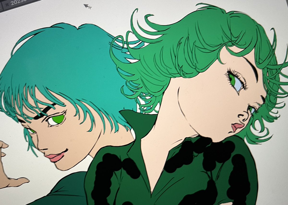 tatsumaki green eyes 2girls multiple girls green hair sisters short hair siblings  illustration images