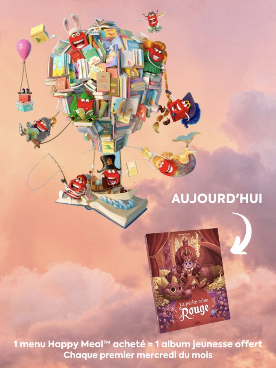 Comme tous les premiers mercredis du mois 1 album jeunesse est offert pour tout menu Happy Meal acheté !🥰
Et ce mois-ci, partez à la découverte du livre “La petite reine rouge”...👸

#mercredisalire #livre #cadeau #happymeal #mcdonimes #villeactive #7collines #capcostieres