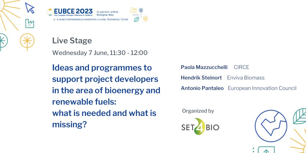 Starting in few minutes on the @EUBCE  Live Stage
Come and discover new opportunities to finance your project in #bioenergy and #renewable #fuels sector

with
Paola Mazzucchelli, CIRCE 
Hendrik Steinort, Enviva
Antonio Marco Pantaleo, European Innovation Council