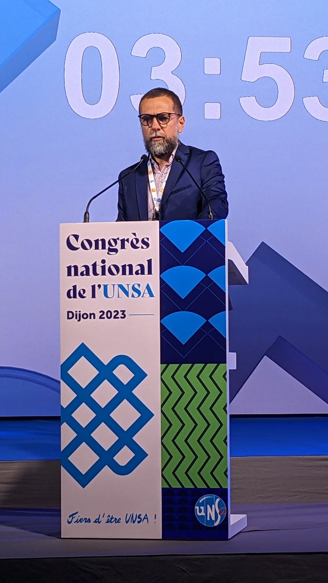 UNSA_Education's tweet photo. @FMarchandfred secrétaire général @UNSA_Education au congrès de l'@UNSA_officiel a parlé du syndicalisme réformiste, utile et combatif que nous portons et est revenu sur le profond mal-être des métiers #education #recherche #culture exprimé dans le #barometre2023 #unsadijon23 https://t.co/wcJJw1T7r8