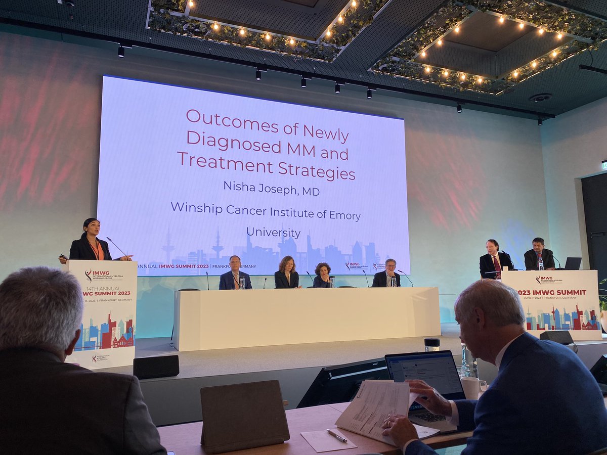 Yi Lin (@yilinmdphd) on Twitter photo Great to see excellent presentation from the new generation of #mmsm stars at #IMWGsummit23! Dr. Nisha Joseph <a href="/WinshipAtEmory/">Winship Cancer Institute of Emory University</a> presents on strategies for newly diagnosed myeloma. Benefit for Dara in 1L more clear. What about carfilzomib vs velcade combo in high risk? Great to see excellent presentation from the new generation of #mmsm stars at #IMWGsummit23! Dr. Nisha Joseph <a href="/WinshipAtEmory/">Winship Cancer Institute of Emory University</a> presents on strategies for newly diagnosed myeloma. Benefit for Dara in 1L more clear. What about carfilzomib vs velcade combo in high risk?