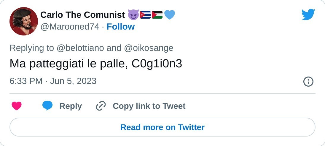 MiriamGergo's tweet photo. Bullismo sui #socialmedia e dove trovarlo. 
Il caso: #CarloTheComunist (@Marooned74). https://t.co/QzB7X3gdL5 

https://t.co/EgfK0lUGaG 
 https://t.co/No1SYcXPY5 https://t.co/mxbYAHNaaF
