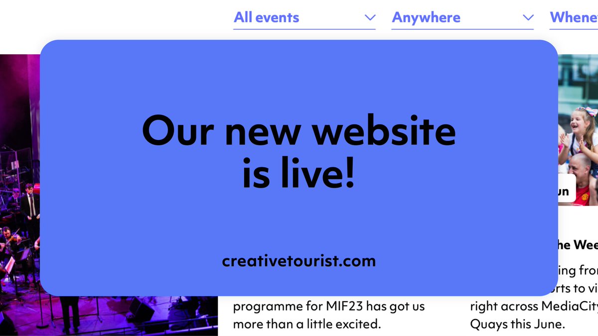 🚀 Big news! The #NewCreativeTourist has launched! 

Take a look at what’s new and discover the best arts and culture in Manchester and right across the North:
creativetourist.com