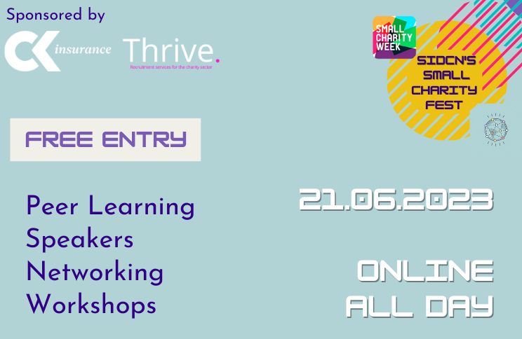SIDCNetwork's tweet photo. Join Small International Development Charity Peers at our first @SmallCharity_Wk @SIDCNetwork Festival event! On #DiscussionDay
Big thanks to  our sponsors @ChrisKnottIns @ThriveRecruit https://t.co/nYUlJg4gIF