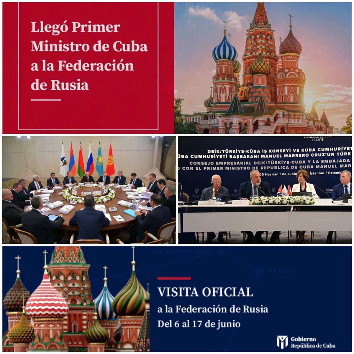 #Cuba consolida una amistad que trasciende desafíos de la historia. El miembro del Buró Político y primer ministro Manuel Marrero, frente a comitiva de la Mayor de las Antillas visitan Rusia para fortalecer sus vínculos y participar en el Consejo Intergubernamental Euroasiático.