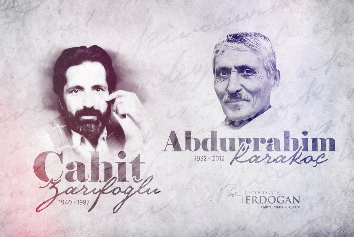 Türk edebiyatına eşsiz katkılarda bulunan iki güzel adam, iki güzel gönül insanı Cahit Zarifoğlu ve Abdurrahim Karakoç'u vefatlarının yıl dönümünde rahmetle yâd ediyorum.