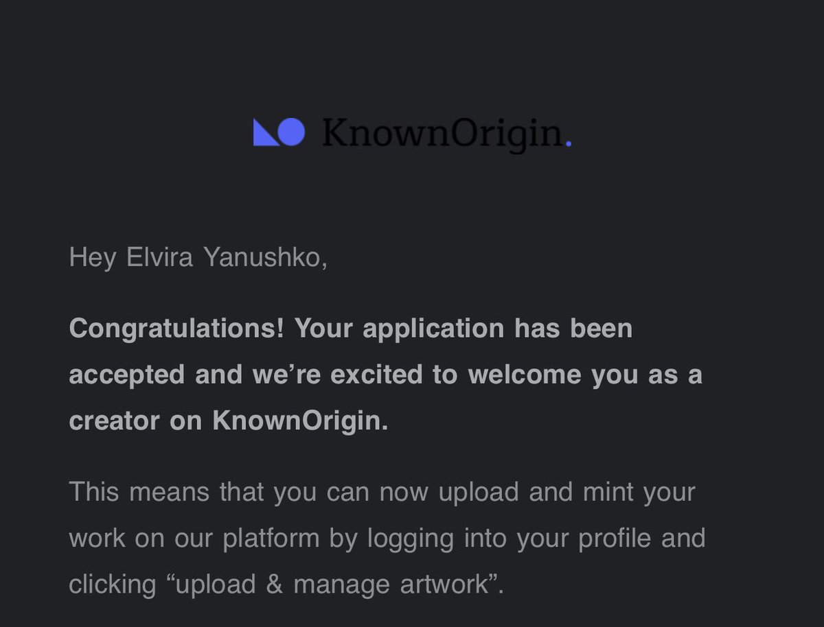 WOW thank you!
<a href="/KnownOrigin_io/">KnownOrigin.io</a> 
I’ll mint my best ❤️