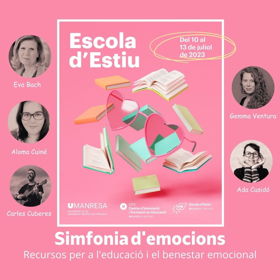 evabachbcn's tweet photo. 📢 “Simfonia d’#emocions  a l’Escola d’Estiu del Bages d’@UManresa 
🗓 Del 10 al 13 de juliol
✔️ 3 tallers optatius, reconguts pel Departament, els de l’11 al 13 convalidables per al Postgrau en Educació Emocional
🔗 https://t.co/u21tc6v7N1 https://t.co/I2xQmgUzMA