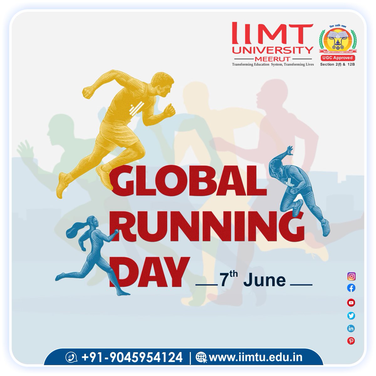 Happy Running Day everyone, keep inspiring people around you to involve yourself in different types of running activities. 

#GlobalRunningDay #KeepInspired #running 

iimtu.edu.in | Helpline +91-9045954124

#IIMTU #LargestEducationGroup
#AdmissionsOpen2023 #IIMTMeerut