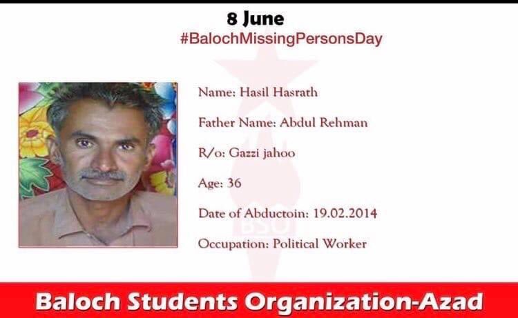 BSO__AZAD's tweet photo. Raise your voice against the illegal abductions of Baloch people by the Pakistan army and agencies. Hundreds of thousands of Baloch have been abducted and facing the worst form of psychical and mental torture in the illegal detentions of the Pakistani state.
8 June #BalochMissingPersonsDay