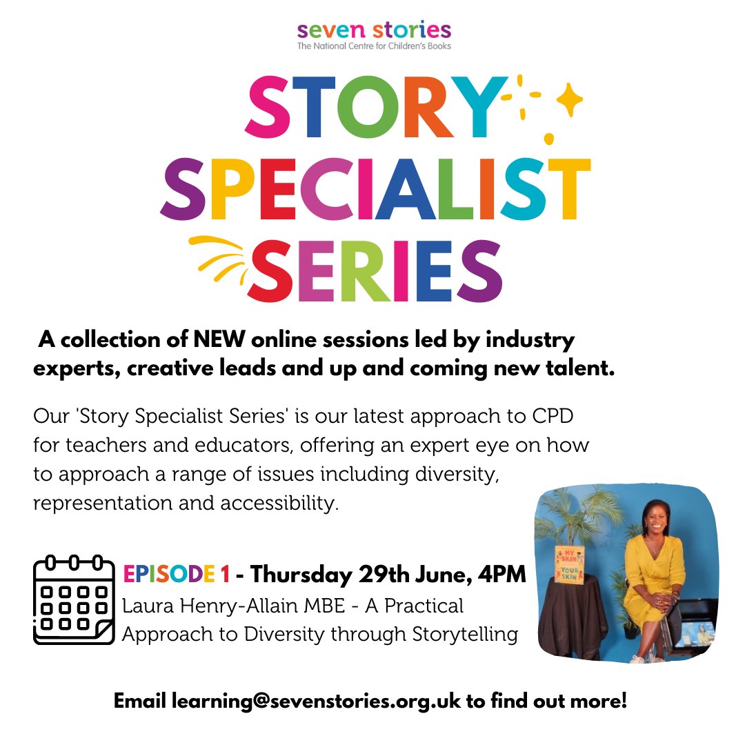 Super Excited to host @LauraHAllain for our very first Specialist Series! Click the link to book your tickets now! sevenstories.org.uk/whats-on/event…
 #learning #teachers #protectedcharacteristics #EYFS