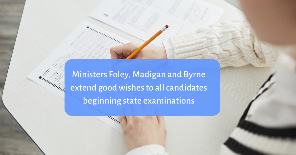A total of 135,033 students combined will sit this year’s Leaving Certificate, Leaving Certificate Applied and Junior Cycle exams across Ireland from today. Ministers wish good wishes to the candidates sitting their state exams today. Read more here: bit.ly/3IZgchg