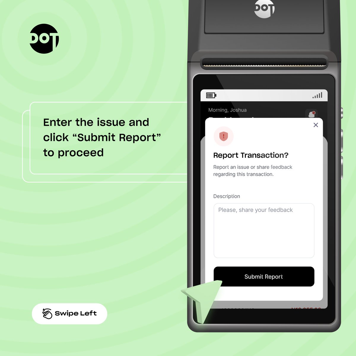 Dotai__'s tweet photo. Introducing our new Transaction Reporting feature on the Dot POS!

Reporting and keeping track of reported transactions is easier than ever.

Check out our latest posts on Dot community groups to learn more about our new features and updates.

#TransactionReporting #POSagents https://t.co/xj4JvdksNi