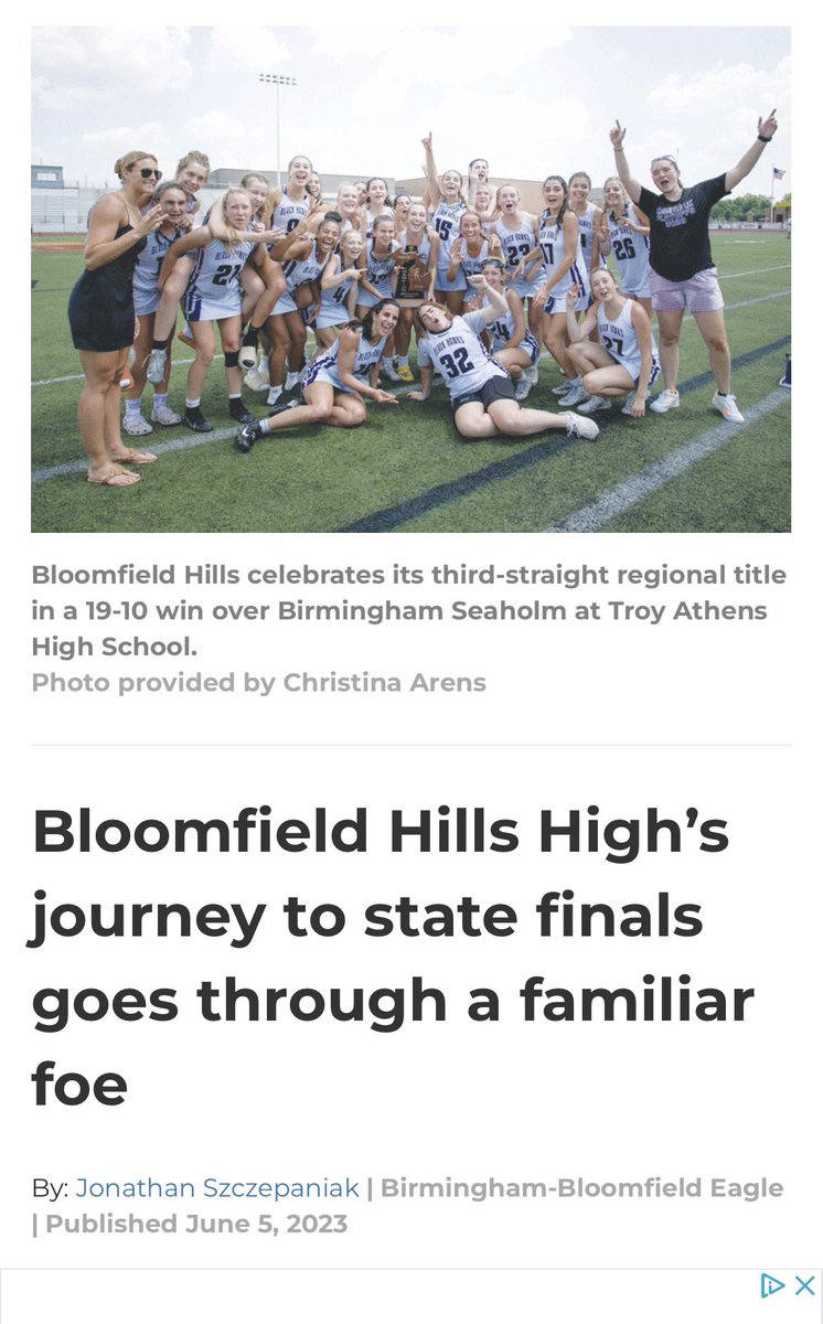 BLOOMFIELD TRAVELS TO FENTON FOR STATE SEMIFINALS” our @blackhawkwlax look to advance to the state championship tonight as they travel to Fenton for the state semifinals at 7:30 tonight. GOOD LUCK <a href="/BloomfieldWLAX/">Bloomfield WLAX</a> <a href="/hills_hawks/">BLOOMFIELD HILLS BLACK HAWKS ATHLETICS</a> candgnews.com/news/bloomfiel…
