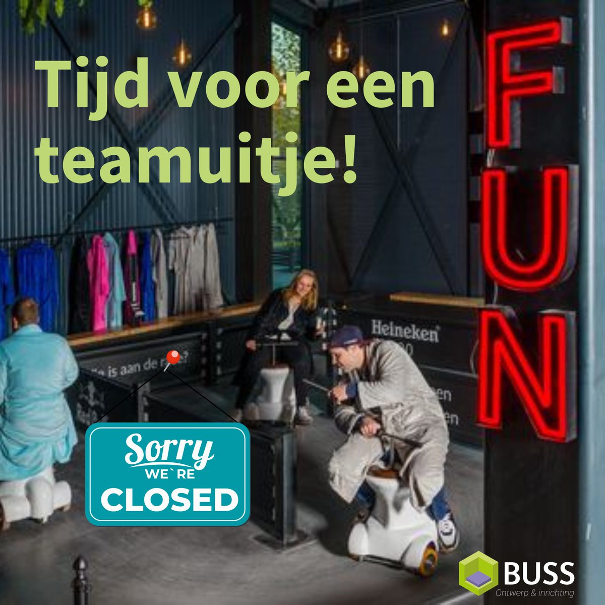 BussBV's tweet photo. Wij sluiten vanmiddag vanaf 13.00 uur ons kantoor voor een gezellig teamuitje! Tot morgen! https://t.co/u3nv92tnwv