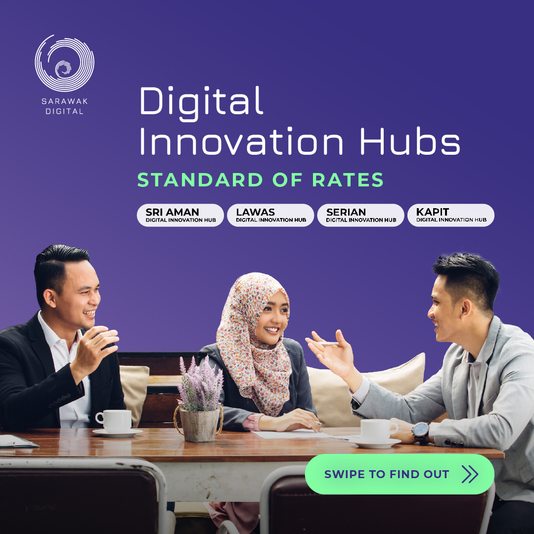 [Thread] Get an upfront experience with our DIHs by being there yourselves! 💭 

Swipe to find out what's readily available and their accompanying rates. 

—
#SarawakDigital #DigitalEcosystem #GrowingDigitallyTogether #DigitalInnovationHub
