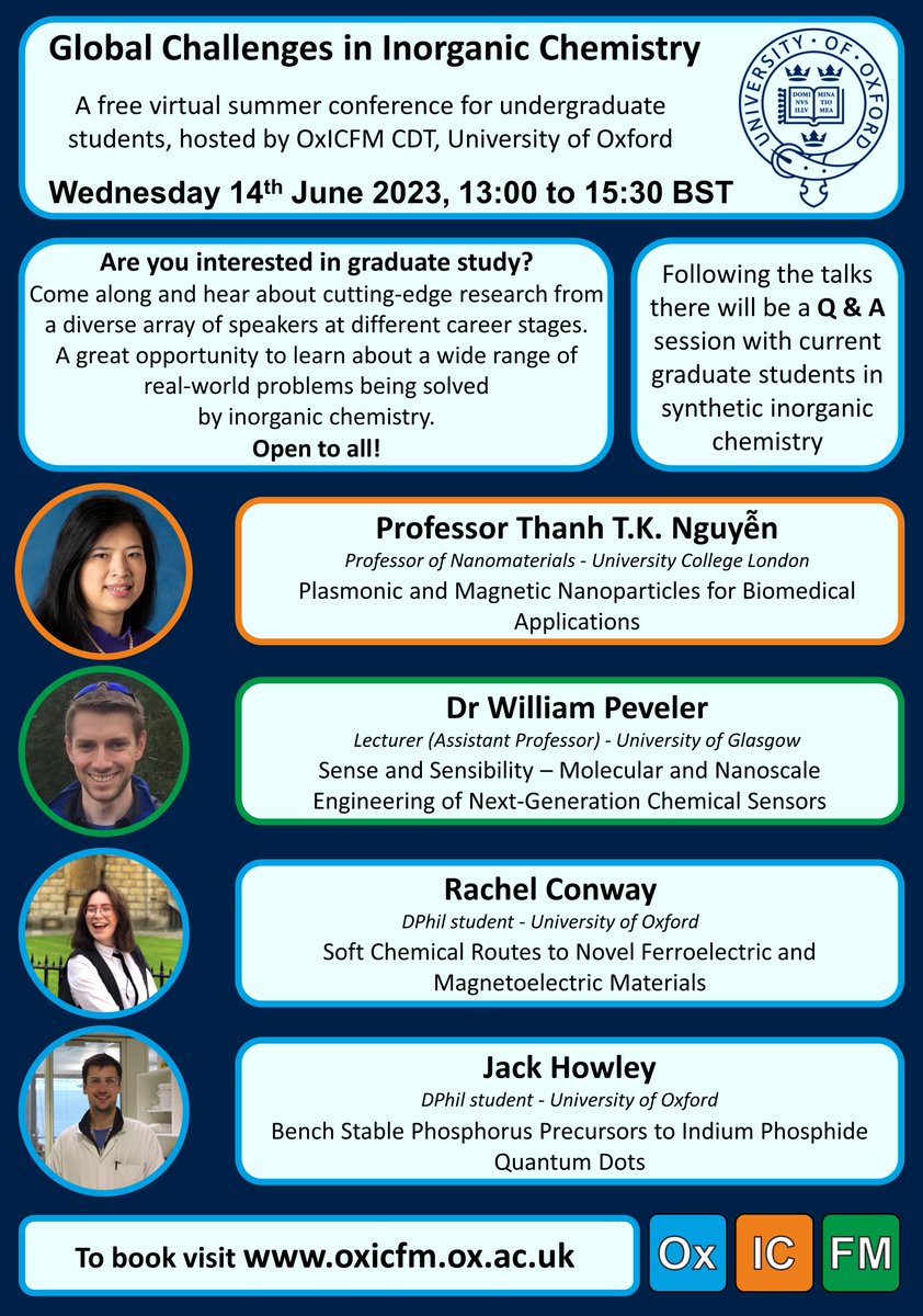 ⏰ One week to go! All welcome to attend our 'Global Challenges in Inorganic chemistry' virtual conference on 14th June. We've got talks lined up from four great speakers so register now to hear about their research! eventbrite.co.uk/e/global-chall…