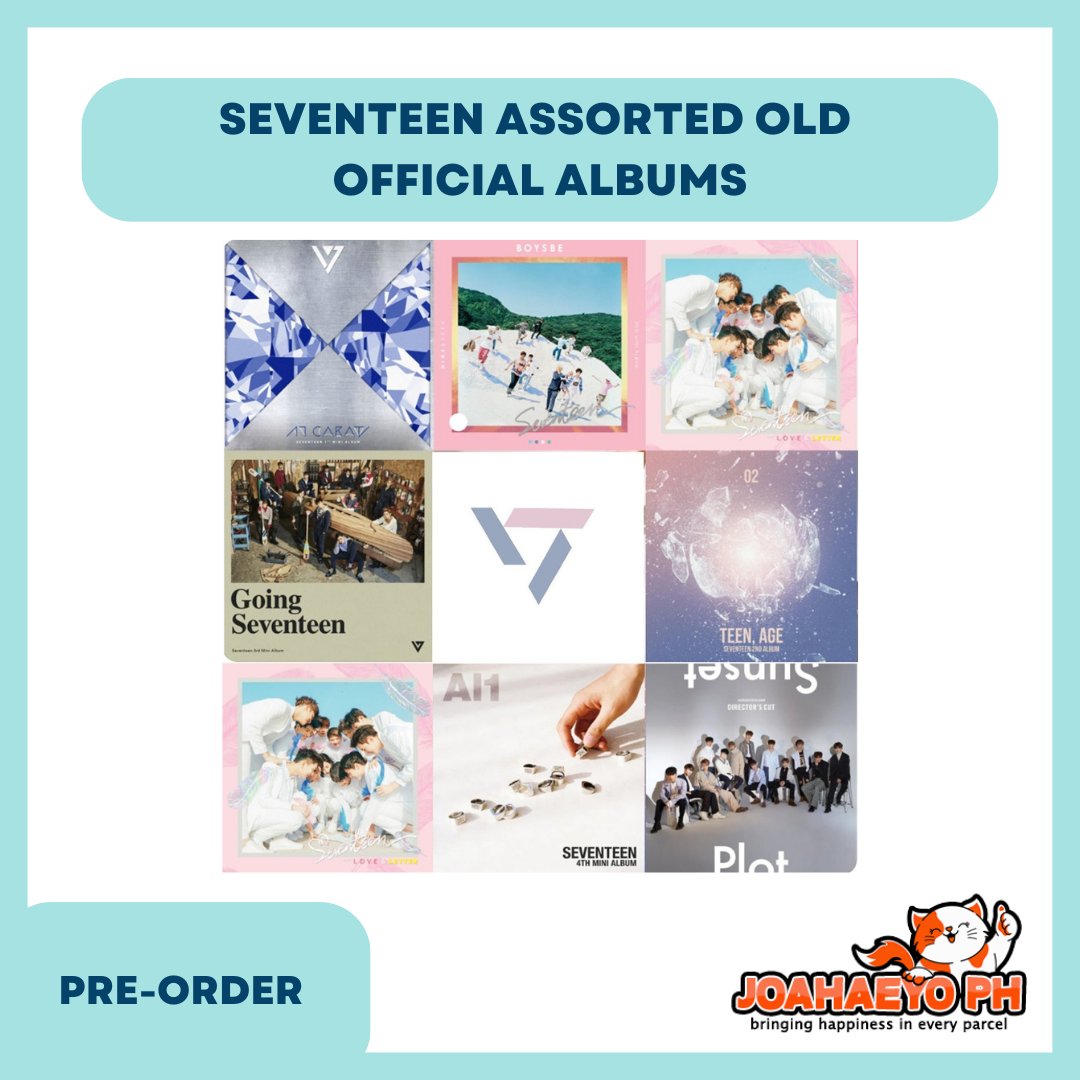 Joahaeyo_Ph's tweet photo. PH GO • #JoahaeyoPHGO

SEVENTEEN RE-RELEASE OLD SEALED ALBUMS

• 17Carat - 465
• Boys Be - 560
• Love & Letter & Repackage - 720
• Going Seventeen - 650
• AL1 - 650
• Teen, Age - 720
• Director's Cut - 695

DEADLINE OF PAYMENTS:
Atleast 150 (per album) until June 22
Balance+ LSF until July 12
https://t.co/rDjJt2OByo

SHOPEE COD
https://t.co/c9W0jVa79R

Release: June 26
ETA: Late July
DOO: Until OOS

SEALED
OFFICIAL
SECURED
LIMITED STOCKS ONLY