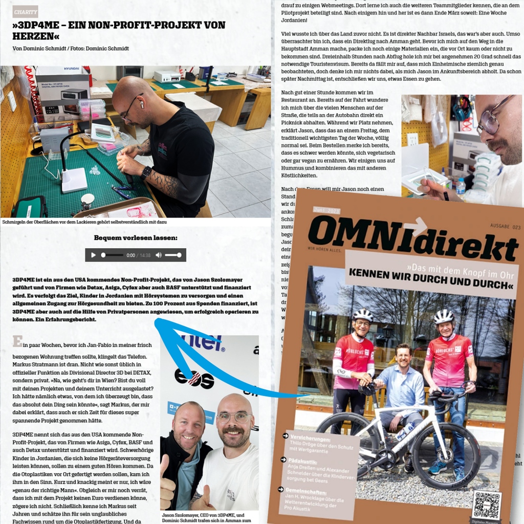 Detax_DE's tweet photo. We are delighted to support the charity project #3DP4ME 🦻🥰
Take a look at the latest issue of @OMNIdirekt #023
🔗 https://t.co/ph0OFCsbwN
#detax #additivemanufacturing #3Dprintmaterials #3D #3Dprinted #audio #3dprinting #support #charity https://t.co/YfntJSsWCR