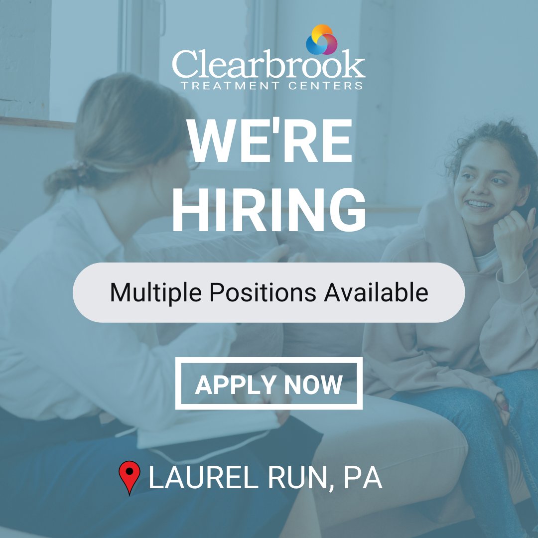 Clearbrook has open positions for you! 

To fill out our career form, visit: ow.ly/2wj650Ojrhm

If you or someone you know is struggling, call: 📱888-561-9967

#careers #treatment #recovery #careerintreatment #openpositions #nationwideopportunities