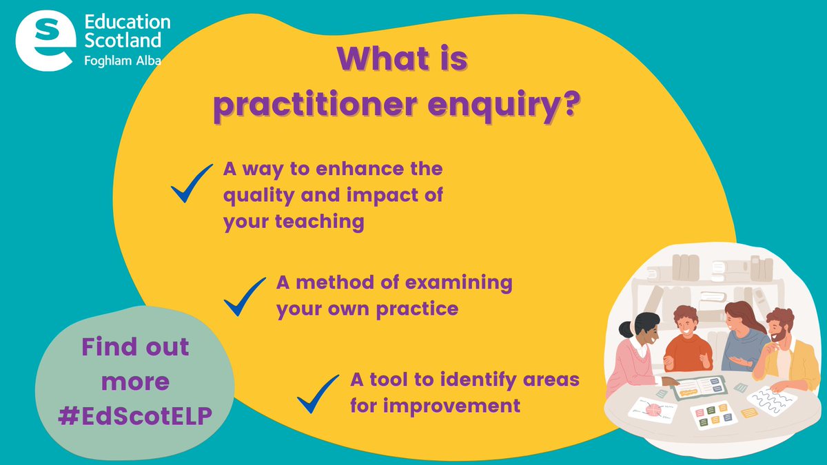 At the end of the school year, what are you wondering about your teacher practice...? 🤔 Learn more about and tailor practitioner enquiry to your interests #EdScotELP programme. Apply now: ow.ly/6BIK50OElTq