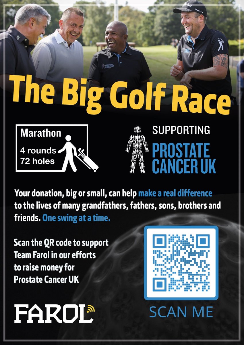 FarolTurf's tweet photo. The Big Golf Race 2023 for Prostate Cancer UK ⛳

On 23rd June, Team Farol are proud to be participating in The Big Golf Race 2023 Marathon.

With your support &amp; donations, we can help make a real difference. One swing at a time.🏌️‍♂️

https://t.co/fSM9RNkIhS https://t.co/NED0tXaYTE