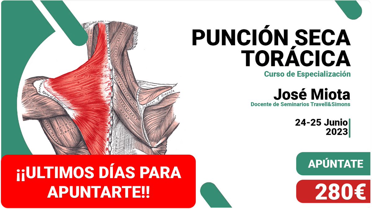 ULTIMOS DÍAS!!
   
📢Punción Seca en la Región Torácica. 
📌MADRID 
⏳15 horas 
🔝Acreditación CFC solicitada travellysimons.com/formacion/punc…
🚀🚀🚀🚀🚀🚀