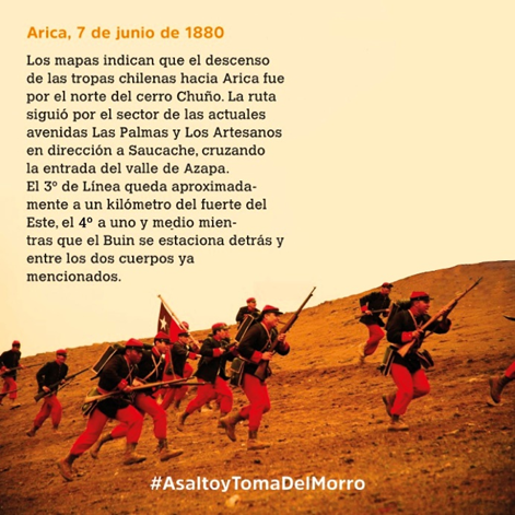 Ejercito_Chile's tweet photo. #AsaltoyTomaDelMorro
Los regimientos 3° de Línea, Buin y 4° de Línea tomaron temprano sus posiciones, pronto pasarían al asalto y encontrarían la gloria. https://t.co/RTop1PcGqD
