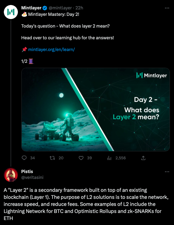 mintlayer's tweet image. 🎉 Congrats to our Day 2 Mintlayer Mastery champion @veritasini! #WINNER 

And get ready for our Day 3 question - coming soon.

Remember, new opportunities to win ML tokens happen daily and there's a grand prize too!

Keep the answers coming and stay tuned! 📺