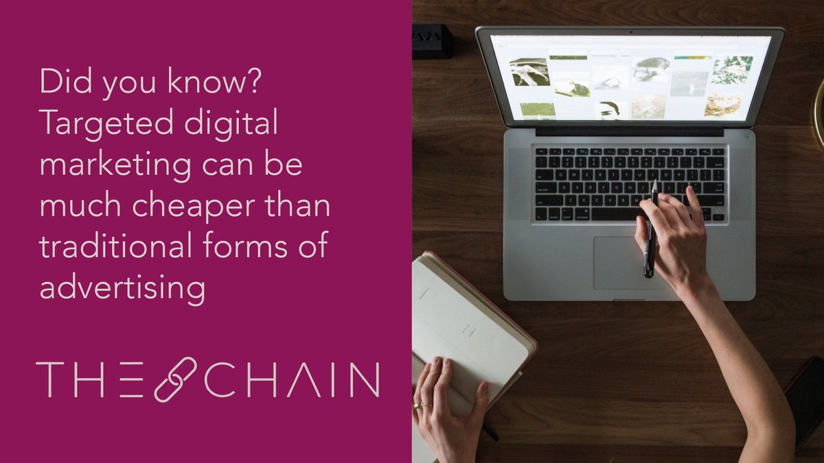 Did you know? Targeted digital marketing can be much cheaper than traditional forms of advertising because you only reach the people in your target audience, so there is zero budget waste.

Talk to The Chain: thechainagency.co.uk
#CommercialMarketing #MarketingStrategy