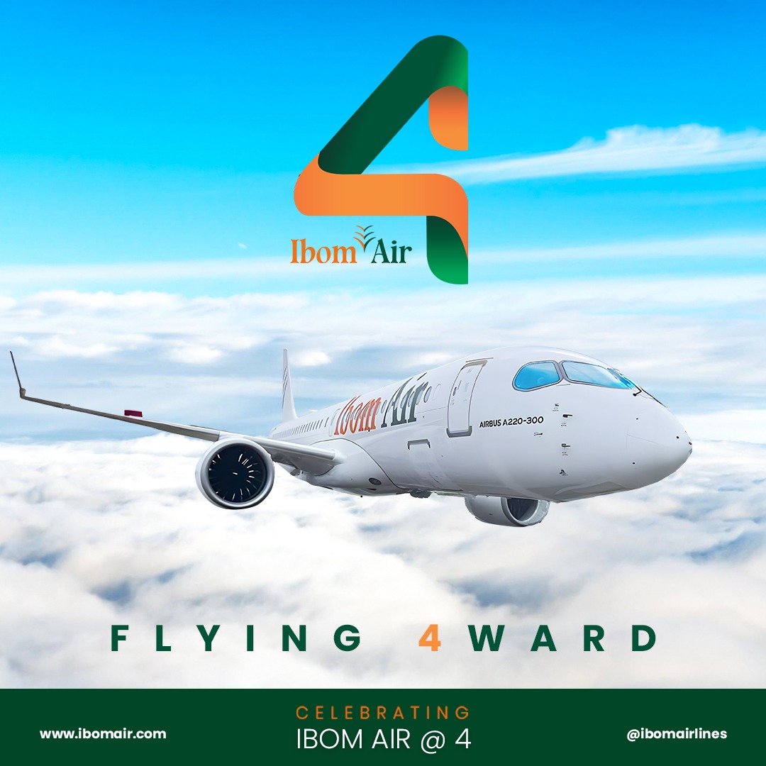 ibomairlines's tweet photo. PRESS RELEASE

IBOM AIR MARKS ITS 4TH ANNIVERSARY

[Uyo, Nigeria - June 7, 2023] – On the 7th of June 2019, exactly four years ago, Ibom Air took to the skies on its inaugural flight from Uyo to Lagos, armed with a vision to offer industry-leading schedule reliability, https://t.co/oMDhJs3qkH