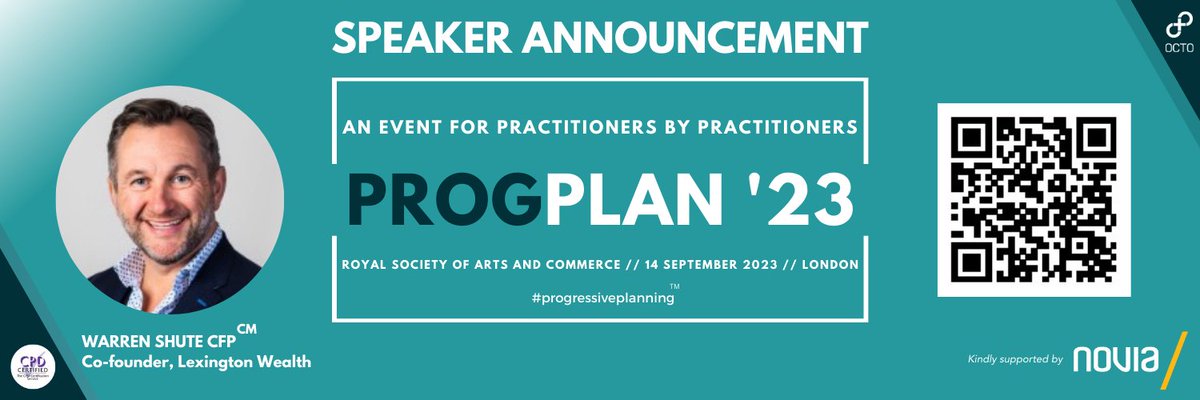 We are excited to announce that @warrenshute will be speaking at the #ProgPlan23 on 14th September, sharing his ideas and insights with #FinancialPlanners.

ProgPlan '23 is designed to help planners and advisors demonstrate progressive thinking within their planning profession.