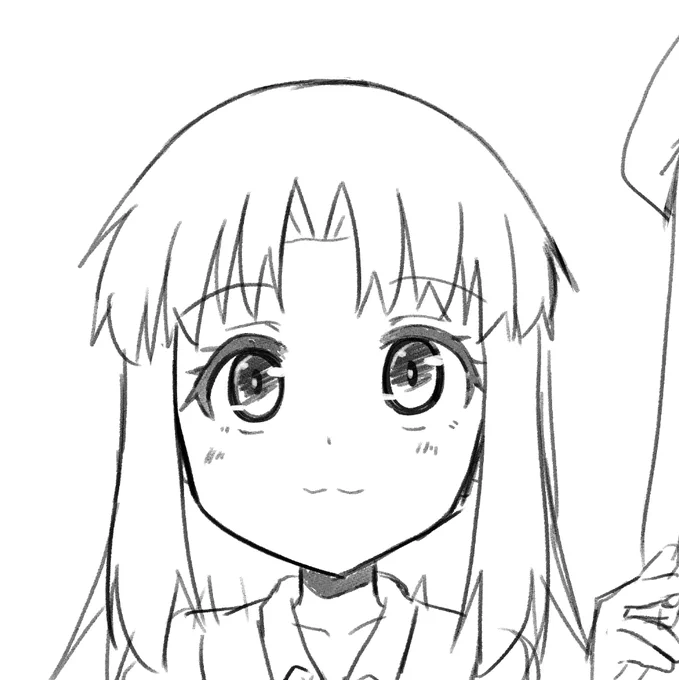 今日の先行版の下書きぃ!いつも猫口さっちゃん(゜□、゜)