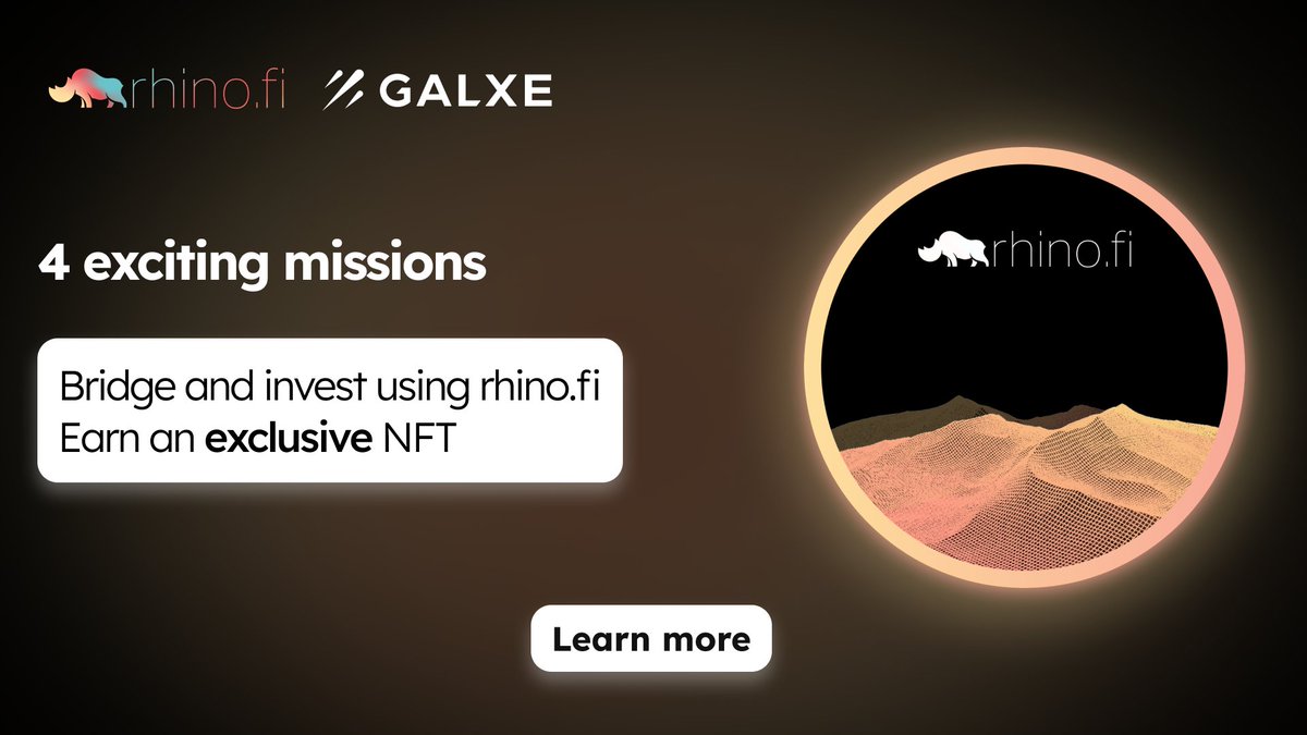 Another week, another chance to guarantee your airdrop from @zkSync Era and earn an exclusive NFT 🚀

Simply:
1⃣ Follow <a href="/rhinofi/">Rhino.fi</a>
2⃣ RT &amp; ❤️ this tweet
3⃣ Bridge to or from #zkSyncEra
4⃣ Invest in our <a href="/StargateFinance/">Stargate</a> $USDT opportunity
 
Start exploring👇
galxe.com/rhinofi/campai…