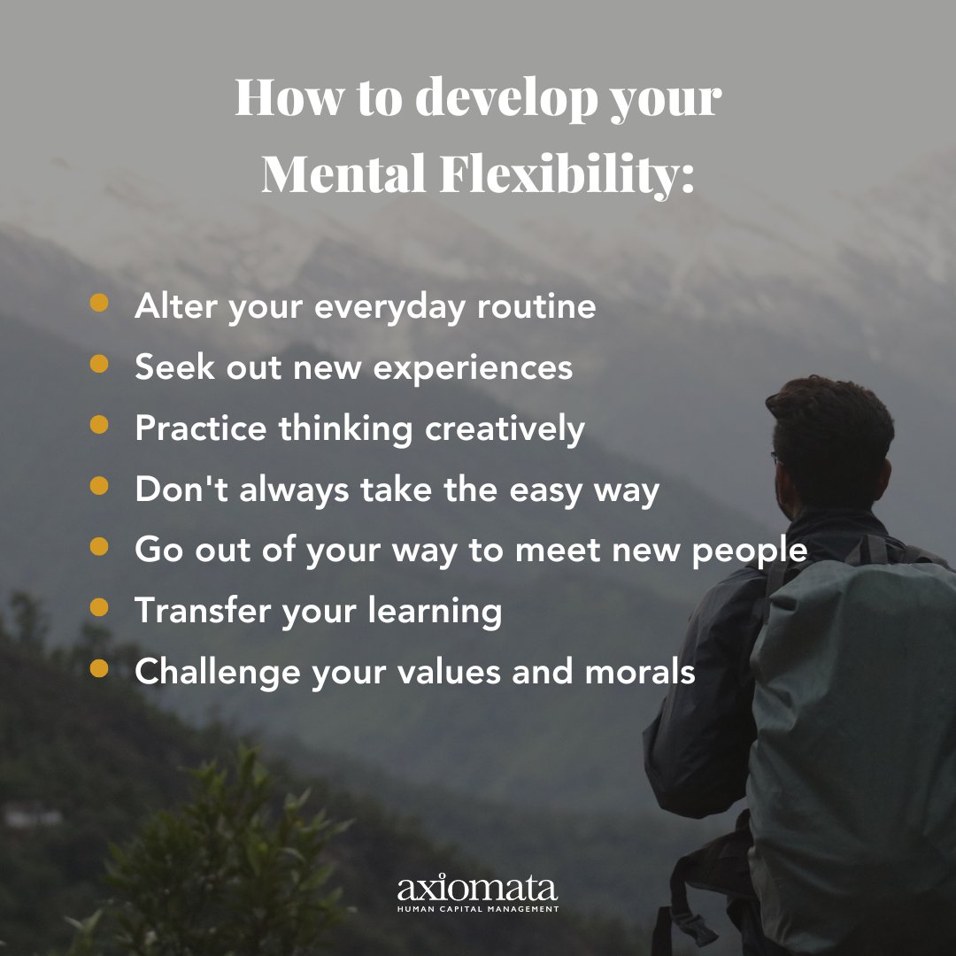 Mental flexibility is becoming comfortable with opposing viewpoints &amp; the ability to shift thought or action according to the changing demands of a situation.
These are the ways you can develop mental flexibility.
response@axiomata.uk
response@axiomata-usa.com
#mentalflexibility
