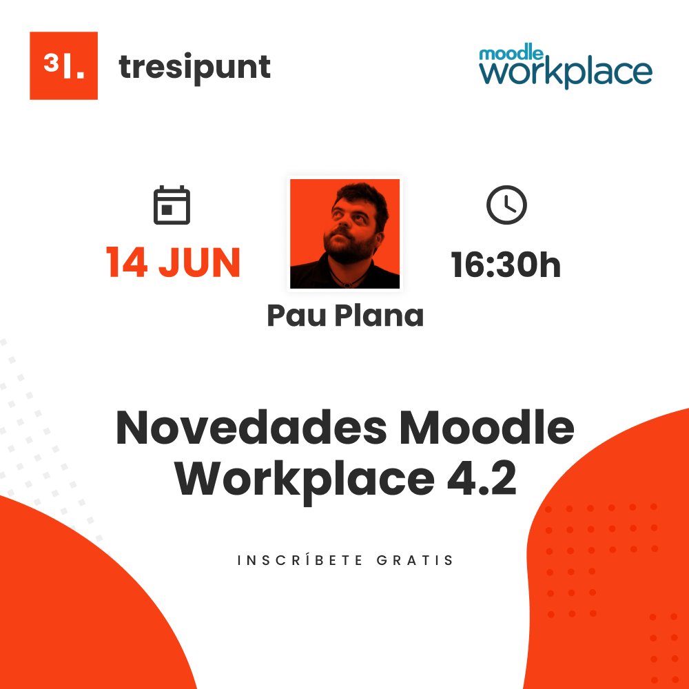 tresipunt's tweet image. 🥳 🎓 ¡La versión 4.2 de @moodleworkplace ya está aquí! @pauplana hará un recorrido por la plataforma para contar las características clave de esta versión.
¡Te esperamos!
📅 14 junio
⏰ 16:30h
👉 Inscríbete GRATIS: tresipunt.com/es/evento/nove…
#letselearntogether #elearning #moodle
