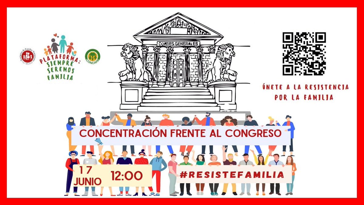 ¡Únete! Reclamamos una ley que proteja y ponga en valor a las familias numerosas. ¡Te esperamos! 🙌🙌✅Sábado 17 de junio a las 12 horas frente al Congreso de los Diputados.
#familiasnumerosas
#leyfamilias
#eleccionesgenerales2023