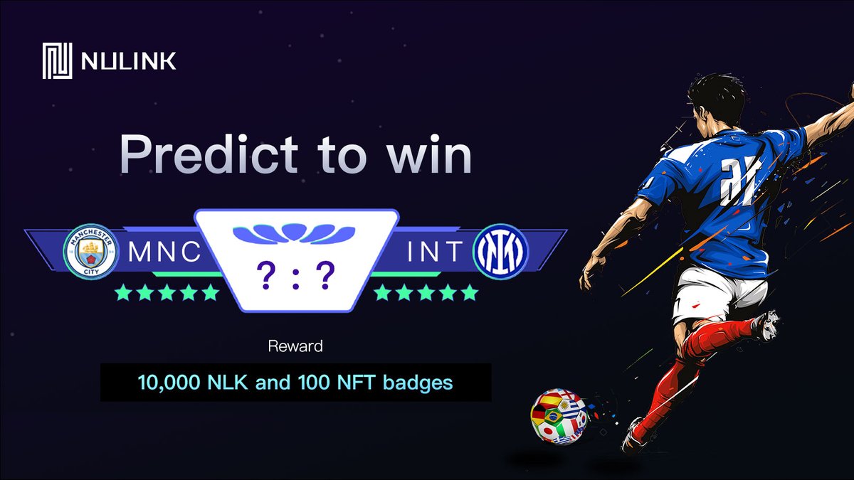 🏆⚽️ #UEFA Final Prediction Contest!
🔮 Predict to win 100 NFT badges &amp; 10,000 NLK! 
📅 10 June, 19:00 UTC

👉 Follow @Nulink_
🌐 Join Nulink Communities
🔁 Quote RT&amp;@ 3 friends
📝 Form: forms.gle/kfTwNEFj5v3QdD…

🔗 Event link: nulink.org/blog-posts/pre…

#airdrop #giveaway #Crypto