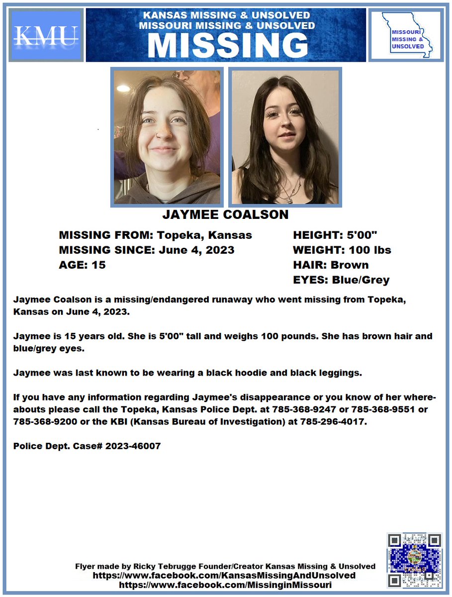 #MISSINGPERSON #MISSING PLEASE RT/PRINT/POST!!! JAYMEE COALSON (TOPEKA, KANSAS)!!! @AnnetteLawless #KansasMissing #MissingInKS