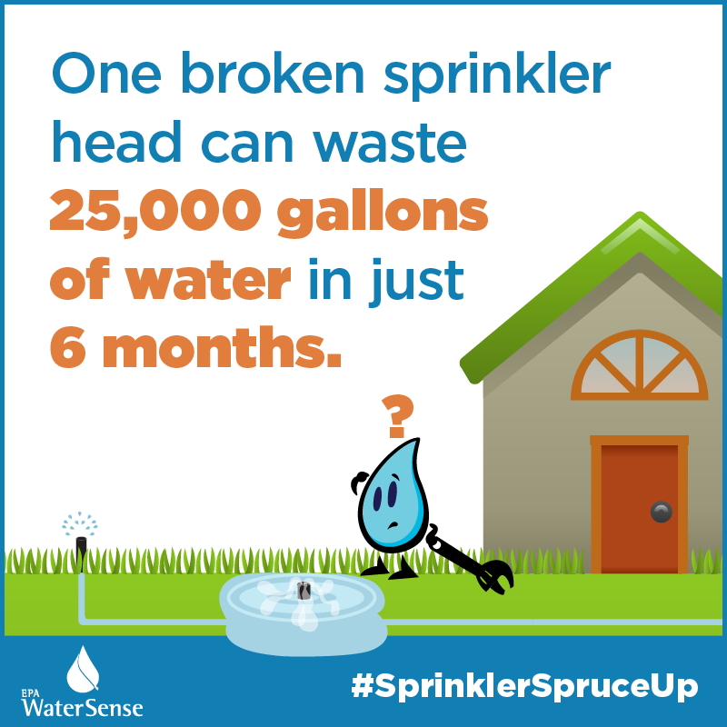 HouPublicWorks's tweet photo. Looking to save 💲💲💲 on your water bill? Check to make sure you don't have any broken sprinkler heads.

One broken sprinkler head can waste 25,000 gallons of water in 6 months! 😲💧 #WaterWednesday #HouWater #SaveWaterSaveMoney #EPAWaterSense https://t.co/YPbck2W7gN