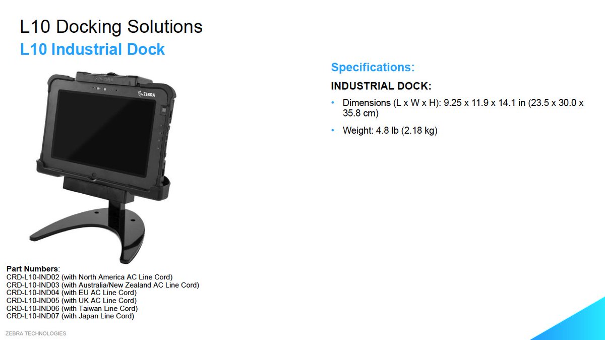 Global_Barcode's tweet image. The @ZebraTechnology L10 Rugged Tablet Platform is so versatile, there are so many accessories and options, take a look at these docking solutions #ruggedtablet #ruggedmobility #zebrapartner #ruggedcomputers #ruggedtech #warehousing #logistics #supplychain #datacapture