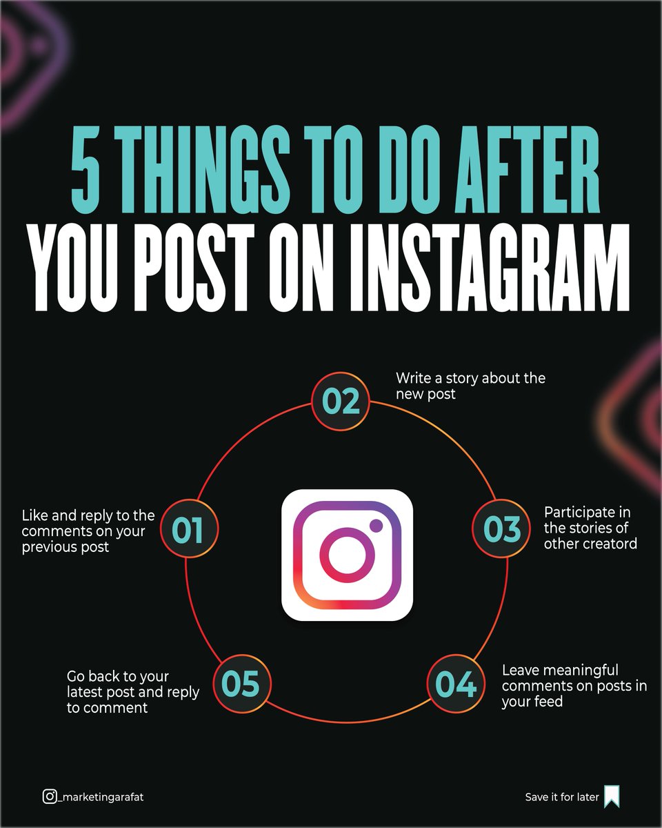 #facebookads #facebookadvertising #facebookad #facebookadvertisingexpert #facebookadverts #facebookaddict #FacebookAdd #facebookadvertisement
Five things to do after you post on Instagram.

It's important to follow a strategy if you want a growing and build your following.