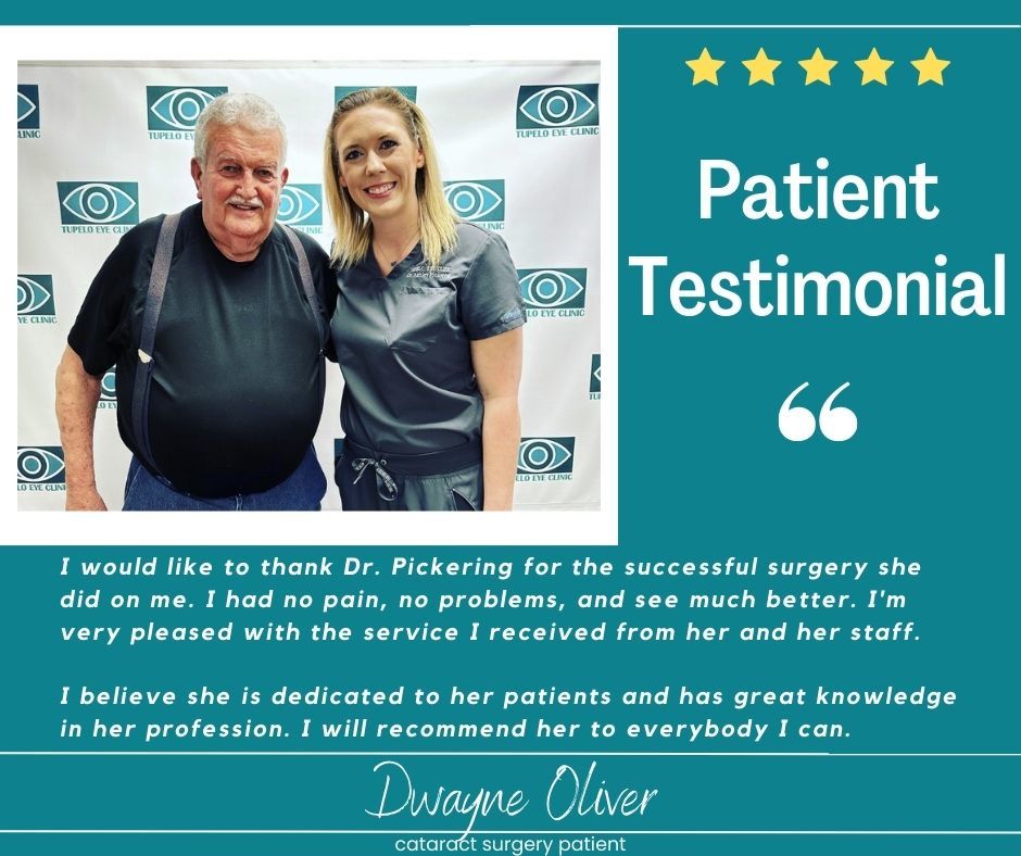Patient Testimonial! Thank you Mr. Reed for trusting us with your Eye Care and Cataract Surgeries!

#lasercataractsurgery #lasersurgery #surgeon #meetoursurgeons #meetourstaff #cataracts #cataractsurgery #ophthalmology #tupeloeyeclinic #tupeloms #mississippi #eyeclinic