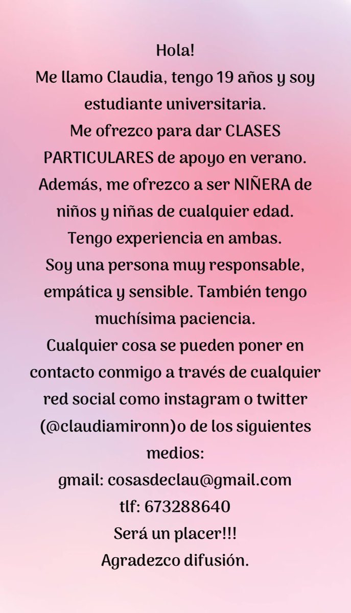 claudiamironn's tweet photo. os agradecería muchísimo vuestra ayuda compartiéndolo 🩷🫶🏼 https://t.co/OvIgijsAs0