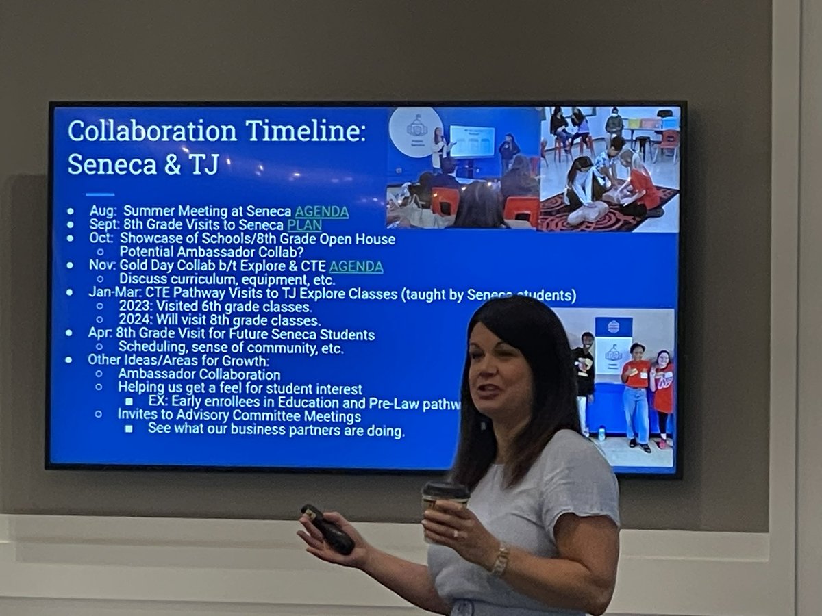 Proud to speak today about the collaboration between @Seneca_High & @TJPatriots at the @ExploreJCPS Admin Training. Our partnership is impactful: changing perceptions, proud students, & a smoother transition to high school❤️💛❤️ #SenecaSoars @AcademiesofLou @JCPSHighEA_AofL