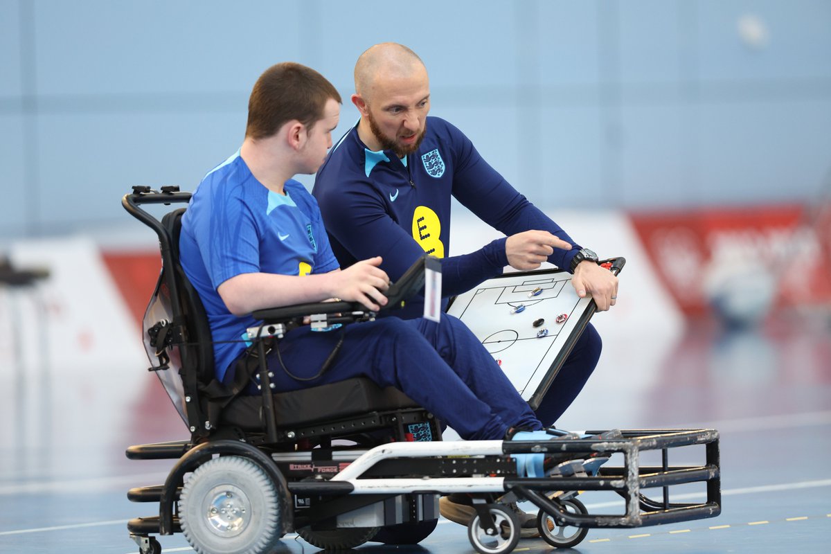 England's tweet photo. They were joined by our England Powerchair side, who are also busy preparing for their own major tournament. 💪

They will head out to Australia in October for the #FIPFAWorldCup2023 as European champions, having won the EPFA Nations Cup in 2019. https://t.co/x07MSGlxRw